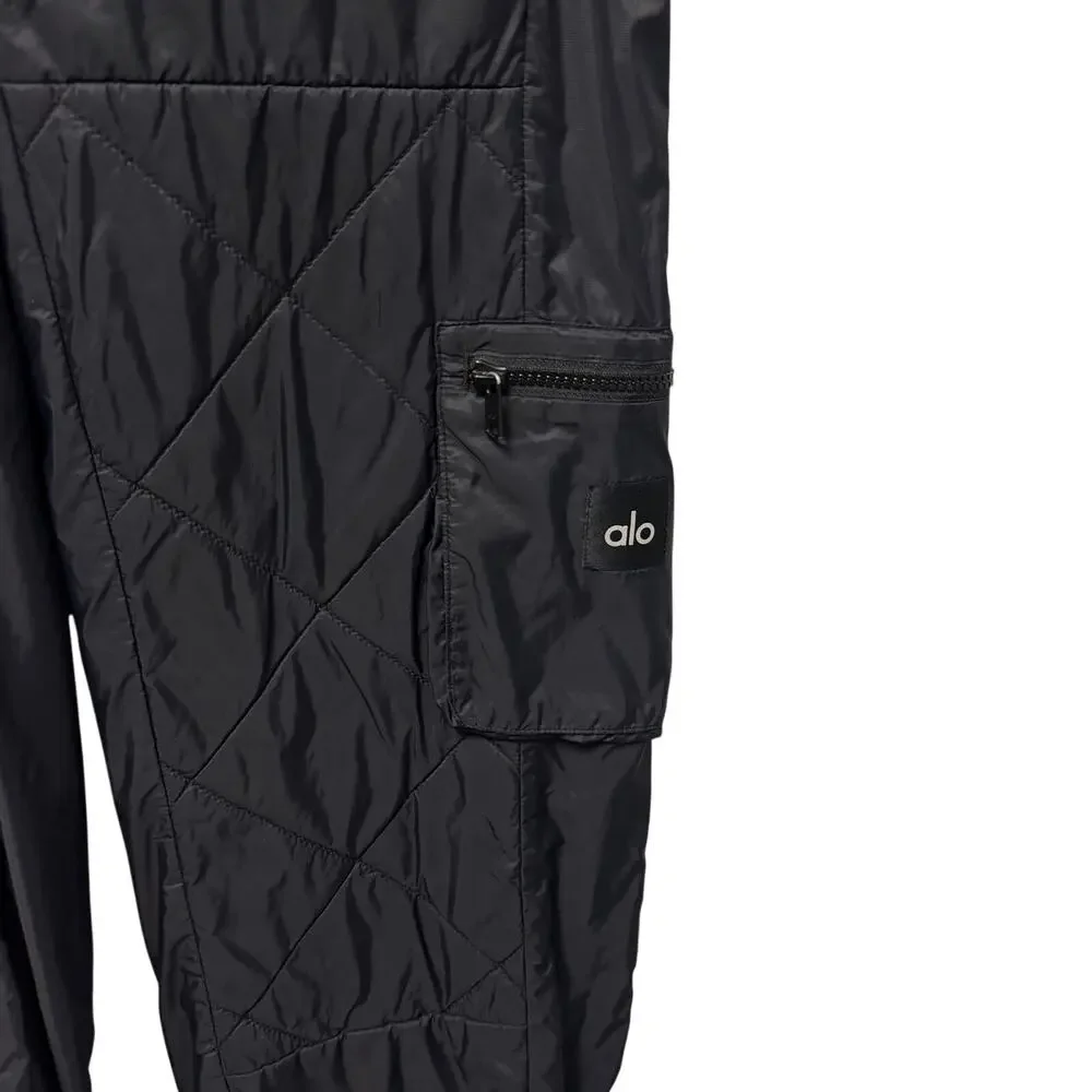 Alo Yoga High Waist Snowrider Puffer Pants Black Womens XS Outdoor Winter Ski
